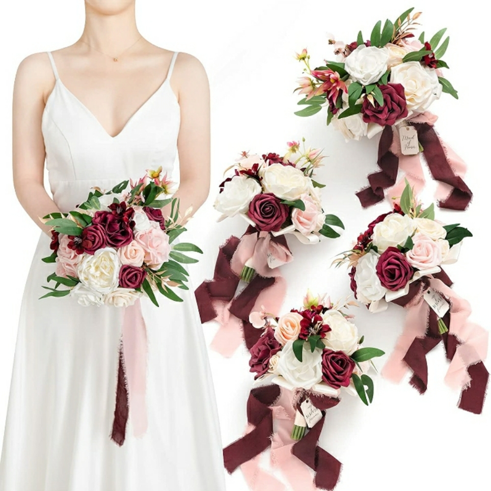 Ling's Moments pack of 4 Bridesmaid bouquet 7 inch